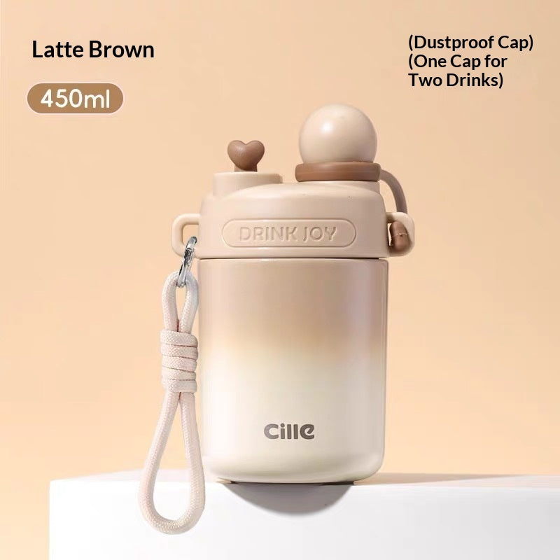 Stainless Steel Compact And Portable Straw Water Cup
