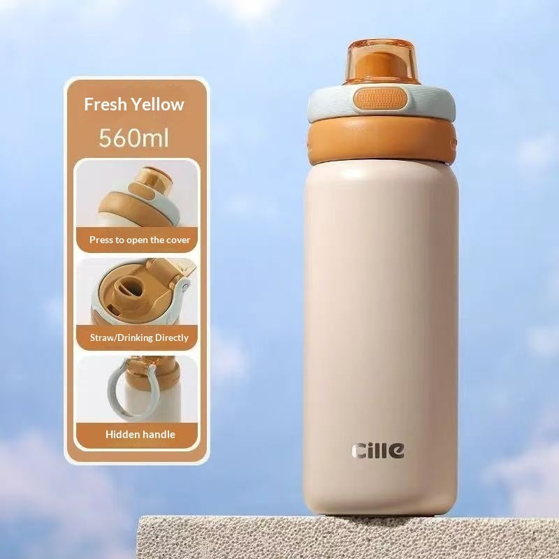 Portable Stainless Steel Straw Cup, Insulated Tumbler For Students And Children