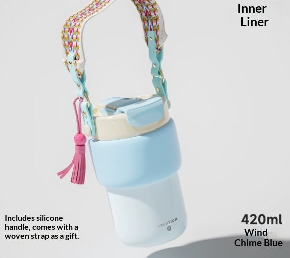 Thermal Mug Cold-preserving Travel-friendly With A Ceramic Inner Liner And A Straw