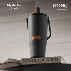 Large-capacity Insulated Stainless Steel Portable Straw Water Bottle