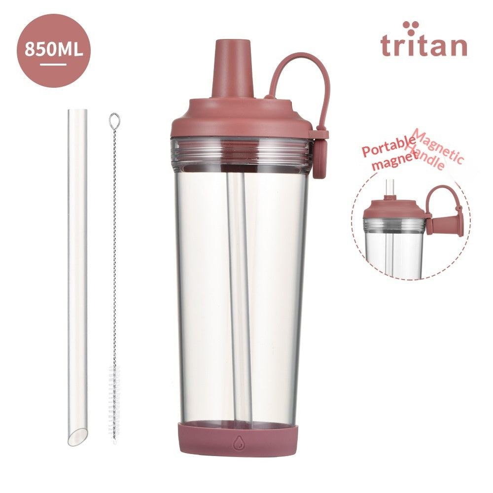 Portable Magnetic-Suction Handle BOBA Straw Water Bottle