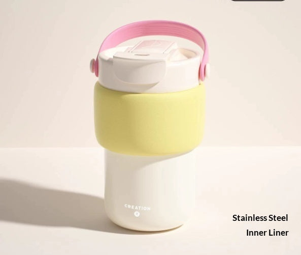 Thermal Mug Cold-preserving Travel-friendly With A Ceramic Inner Liner And A Straw