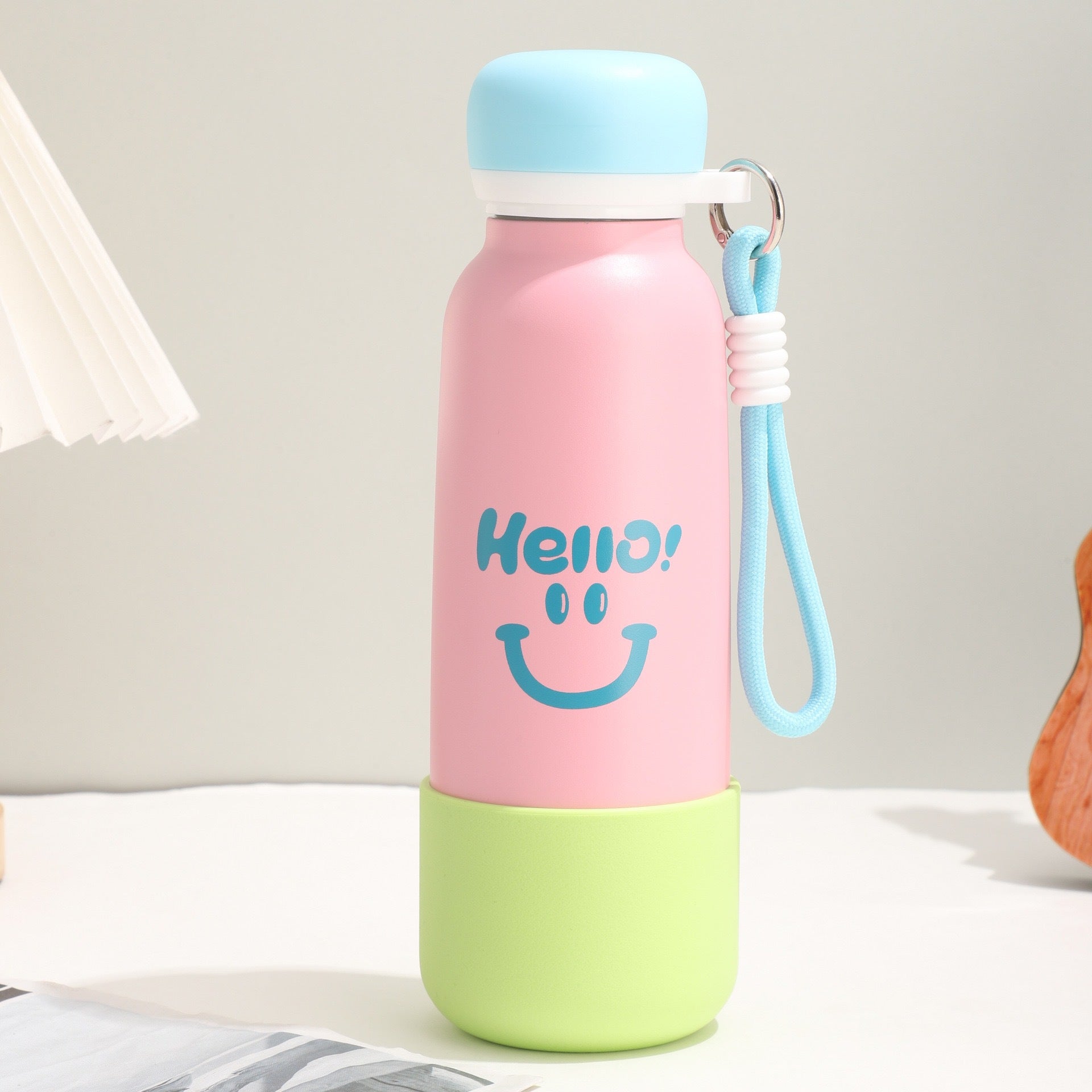 Stainless Steel Portable Handle Straw Sports Water Bottle