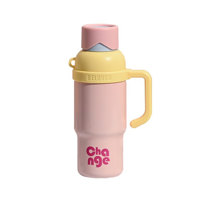 Stainless Steel Insulated Mug Large-capacity Straw Water Bottle
