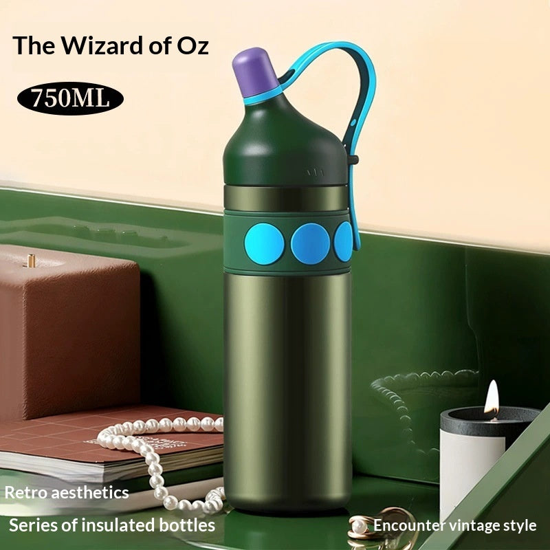 Womens Retro-style Large-capacity Sports Portable Car Water Bottle