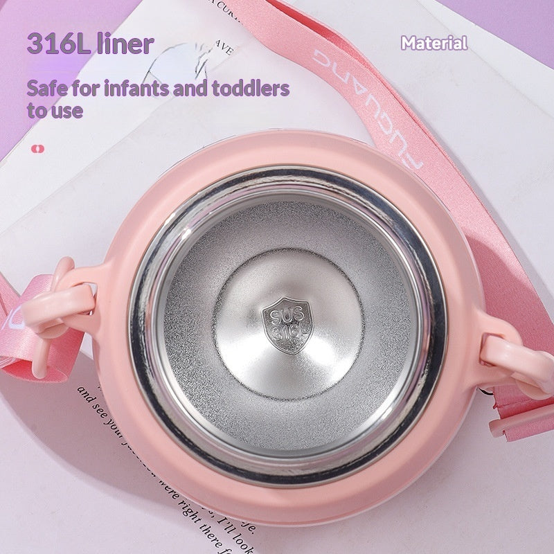 Stainless Steel Insulated Water Bottle With A Popping Lid And Straw