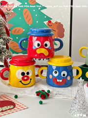 Creative Mug With Lid Ceramic Double-handled Cup