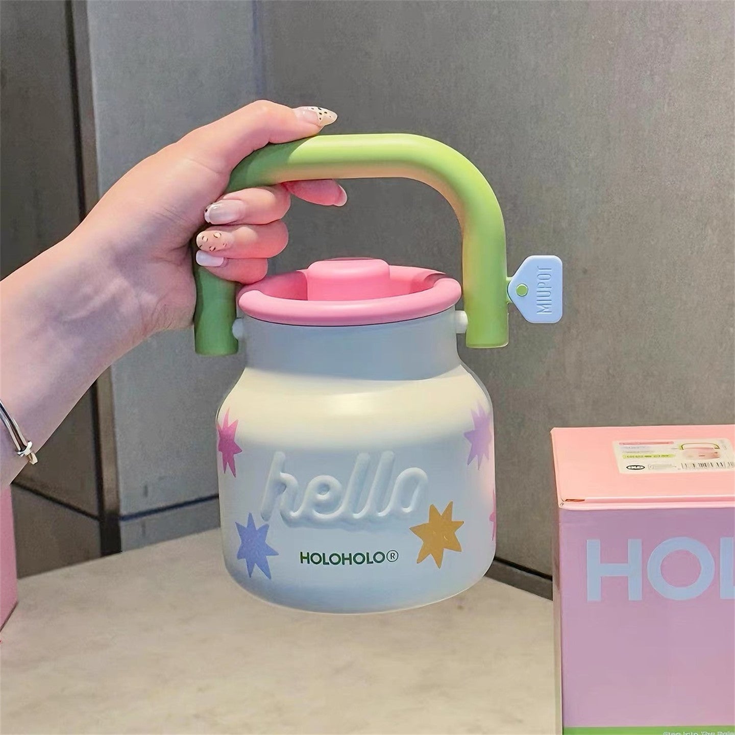 Thermal Cup Girly Straw Water Bottle