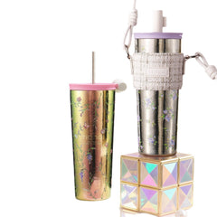 Pure Titanium Insulated Cup With Straw Large-capacity Portable Coffee Mug