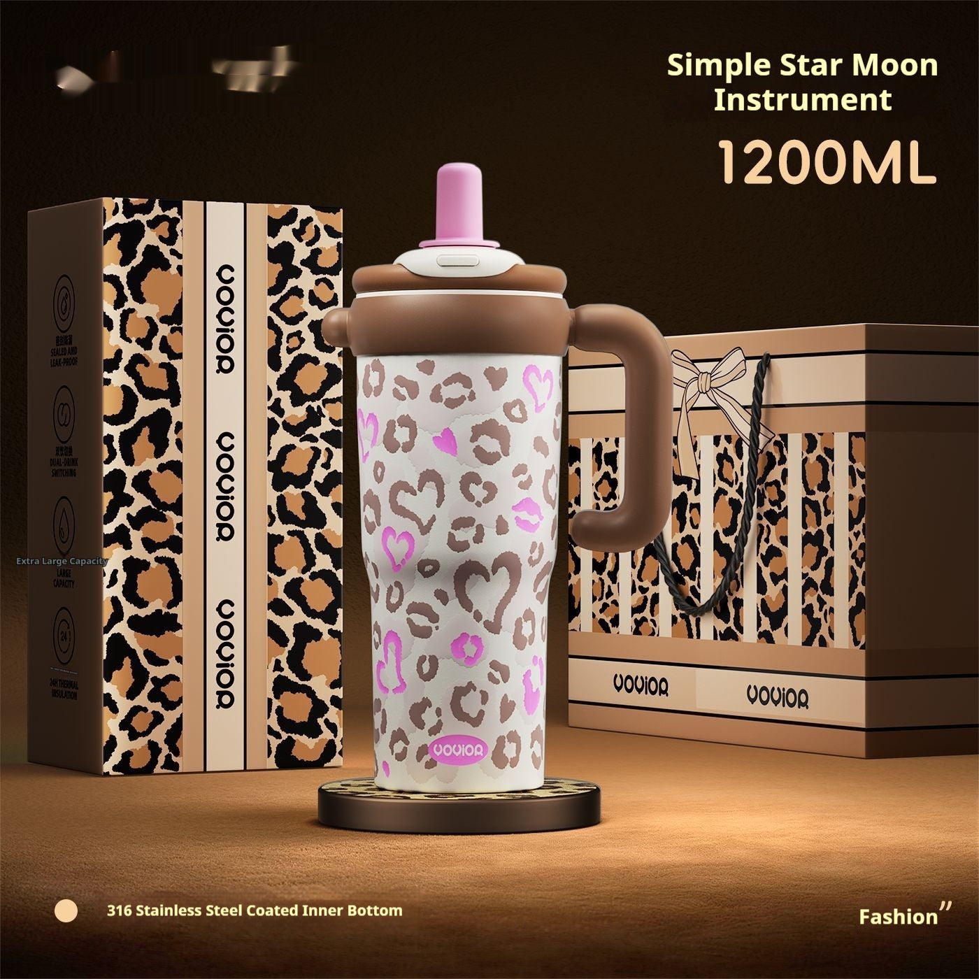 Household Item Leopard-print Straw Water Cup