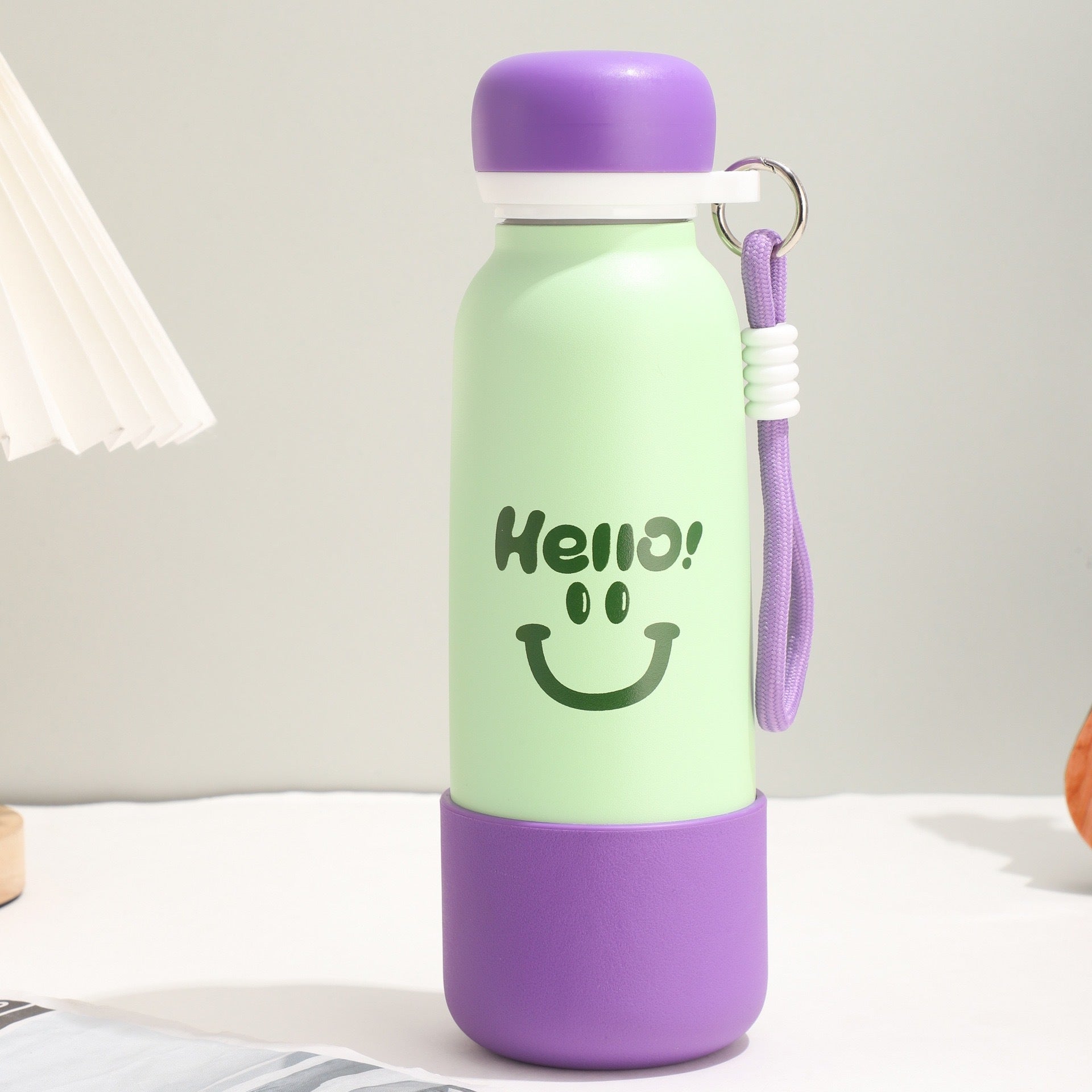 Stainless Steel Portable Handle Straw Sports Water Bottle