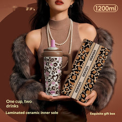 Household Item Leopard-print Straw Water Cup