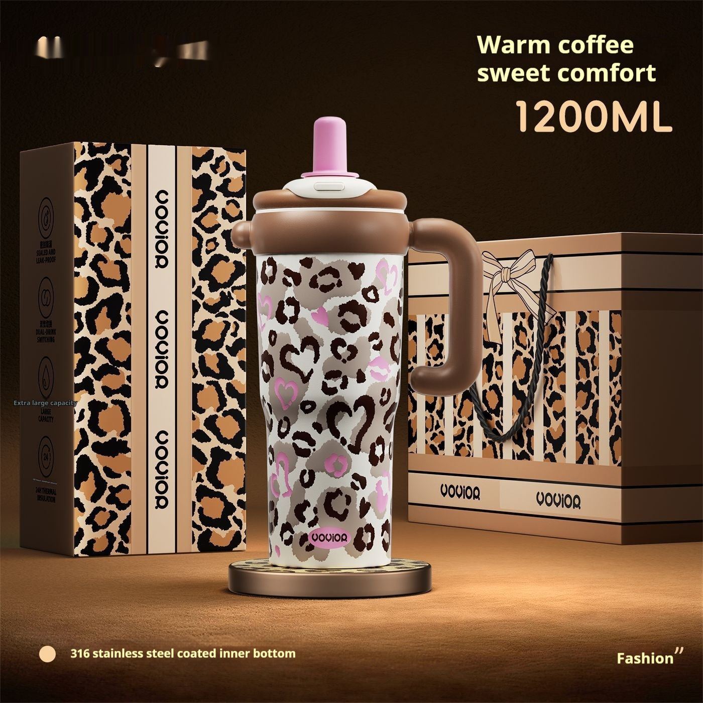 Household Item Leopard-print Straw Water Cup
