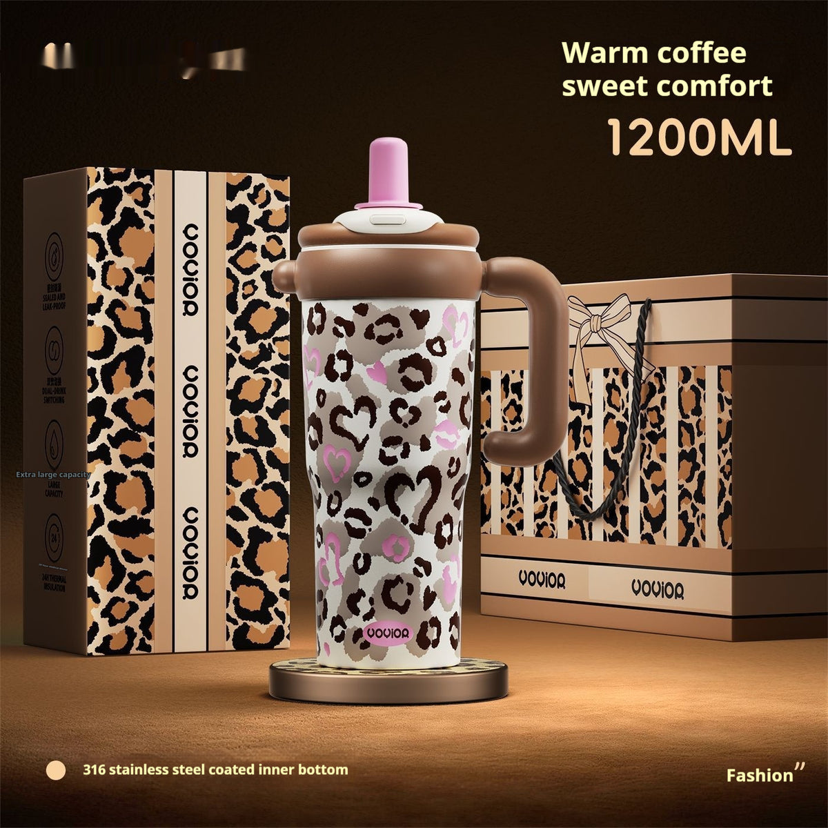 Household Item Leopard-print Straw Water Cup