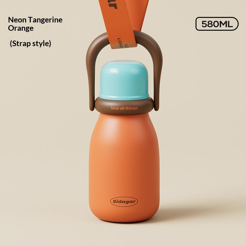 Portable Handle Insulated Water Bottle With Straw