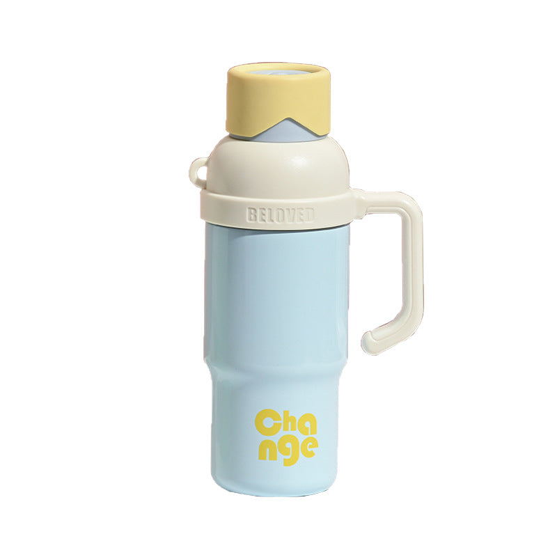 Stainless Steel Insulated Mug Large-capacity Straw Water Bottle