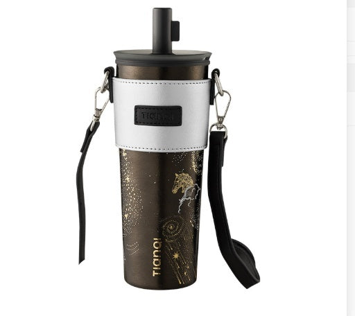Pure Titanium Insulated Cup With Straw Large-capacity Portable Coffee Mug