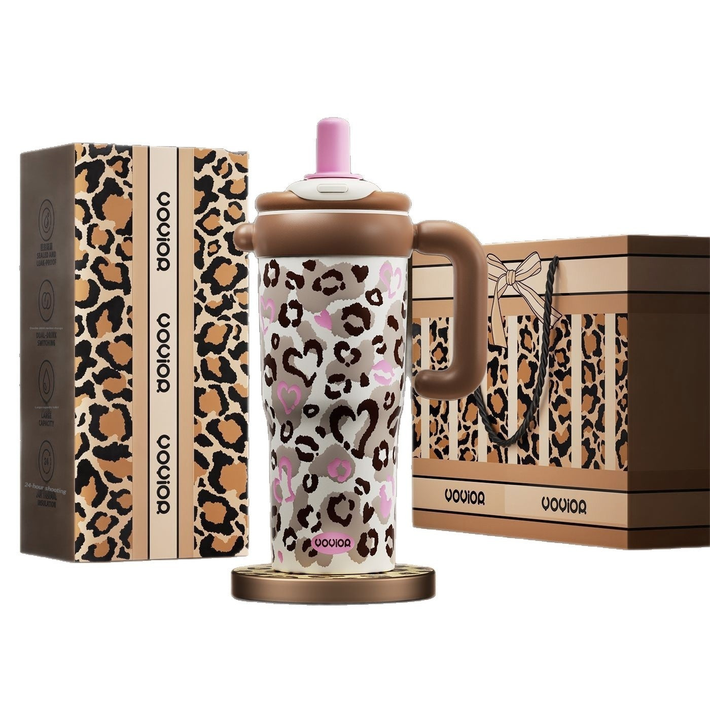 Household Item Leopard-print Straw Water Cup