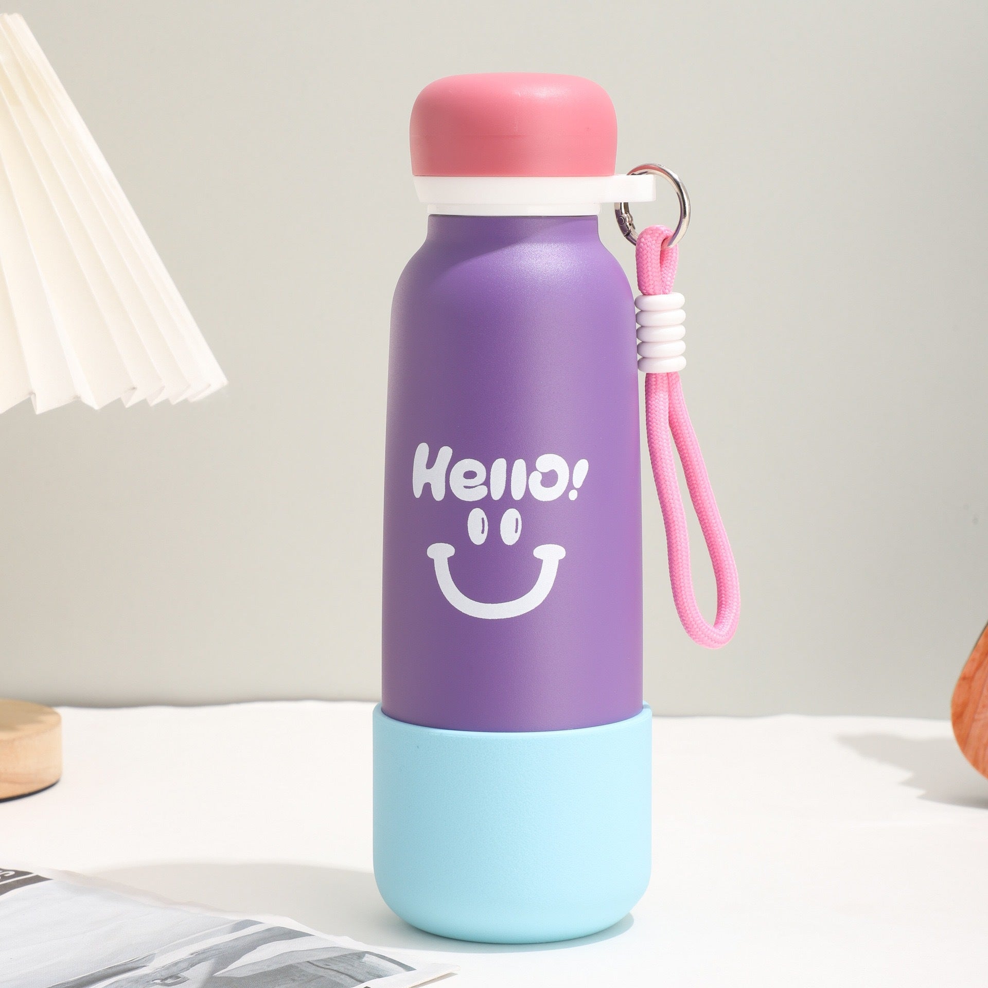 Stainless Steel Portable Handle Straw Sports Water Bottle