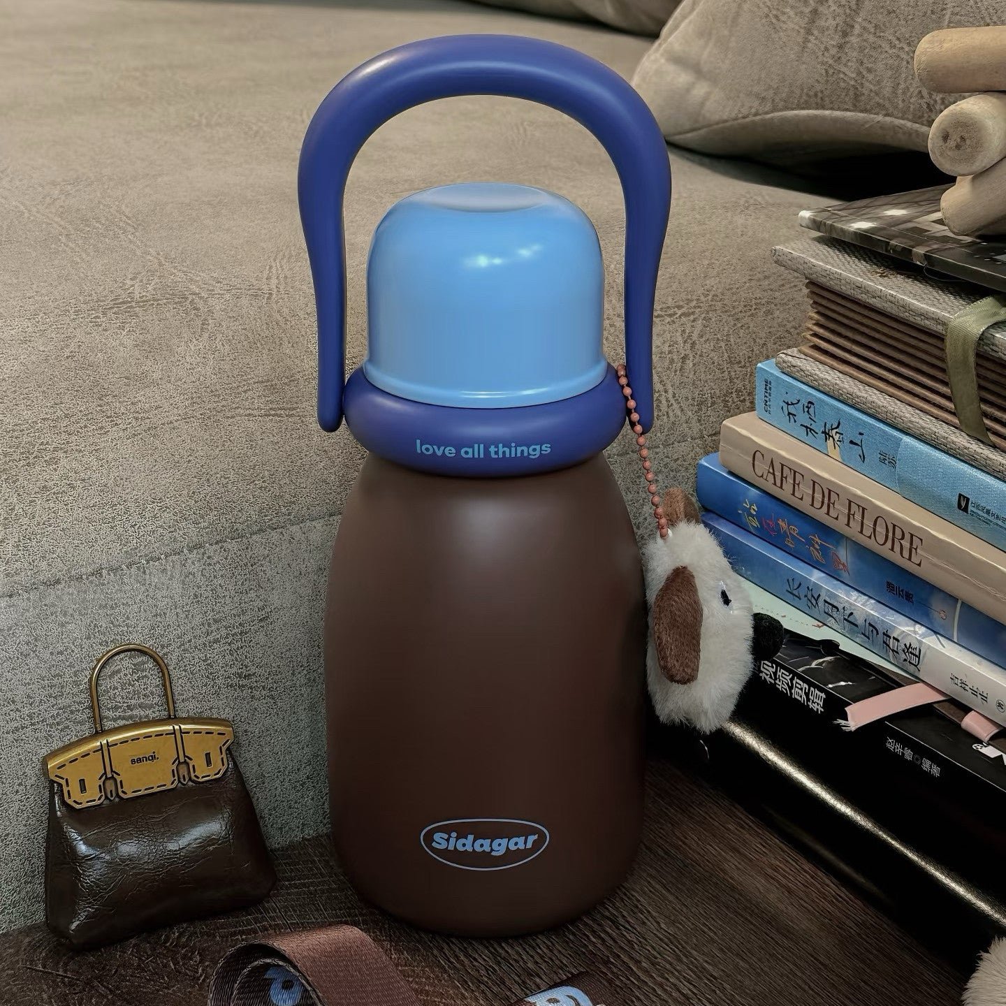 Portable Handle Insulated Water Bottle With Straw
