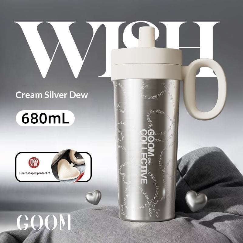 New Womens Thermal Straw Water Bottle