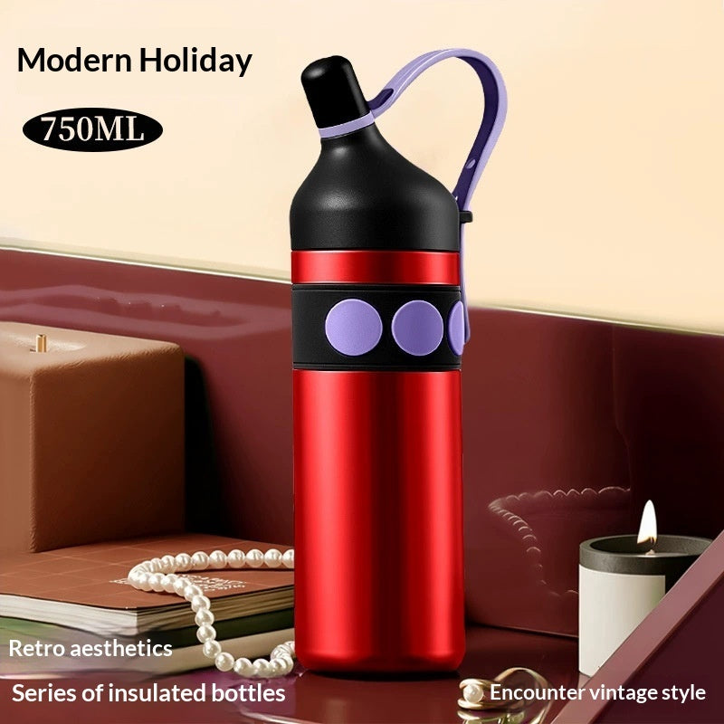 Womens Retro-style Large-capacity Sports Portable Car Water Bottle