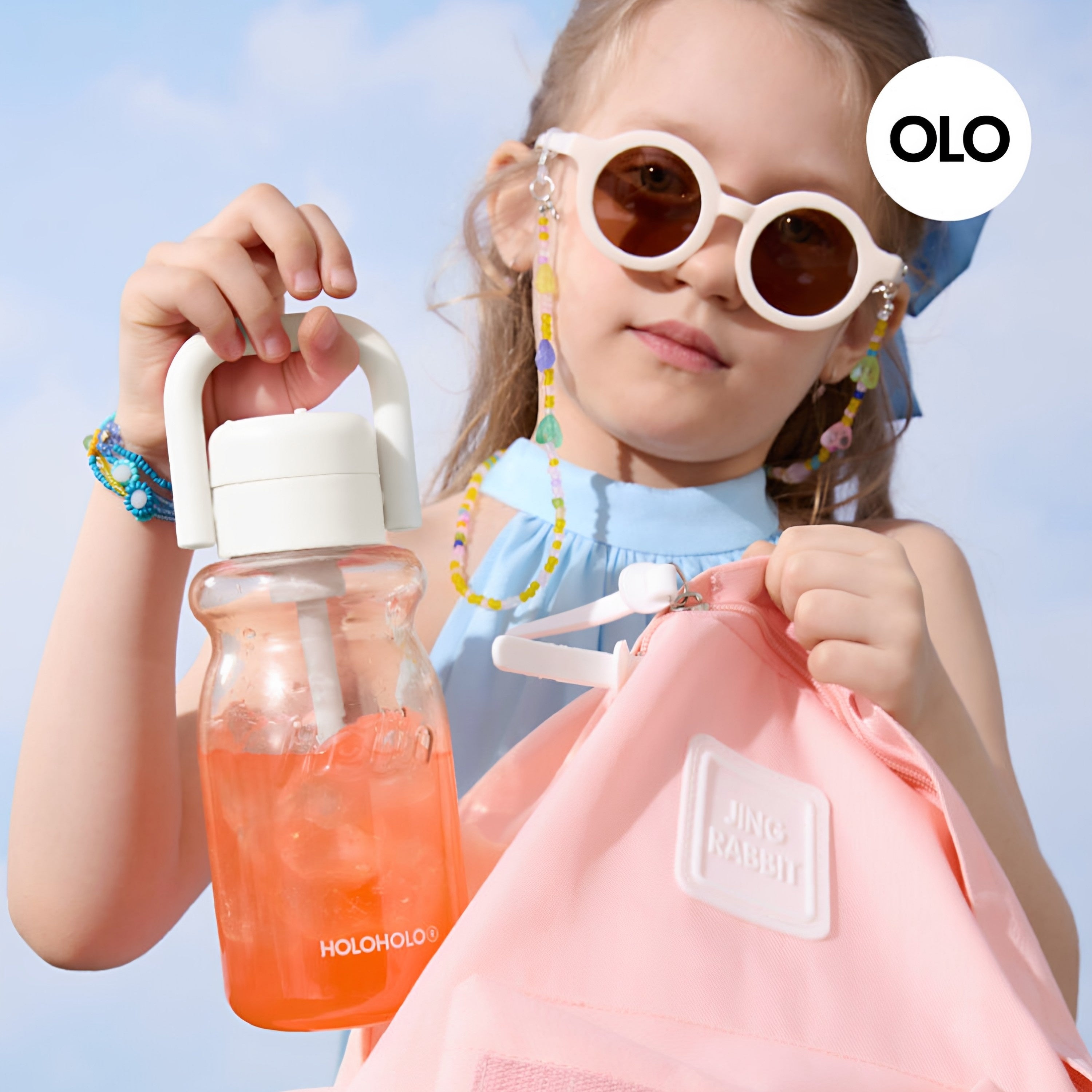 Portable Outdoor Travel Plastic Kids Straw Water Bottle