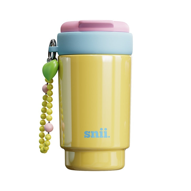 Insulated Water Bottle Coffee Mug Straw Portable Travel Cup With Contrasting Colors