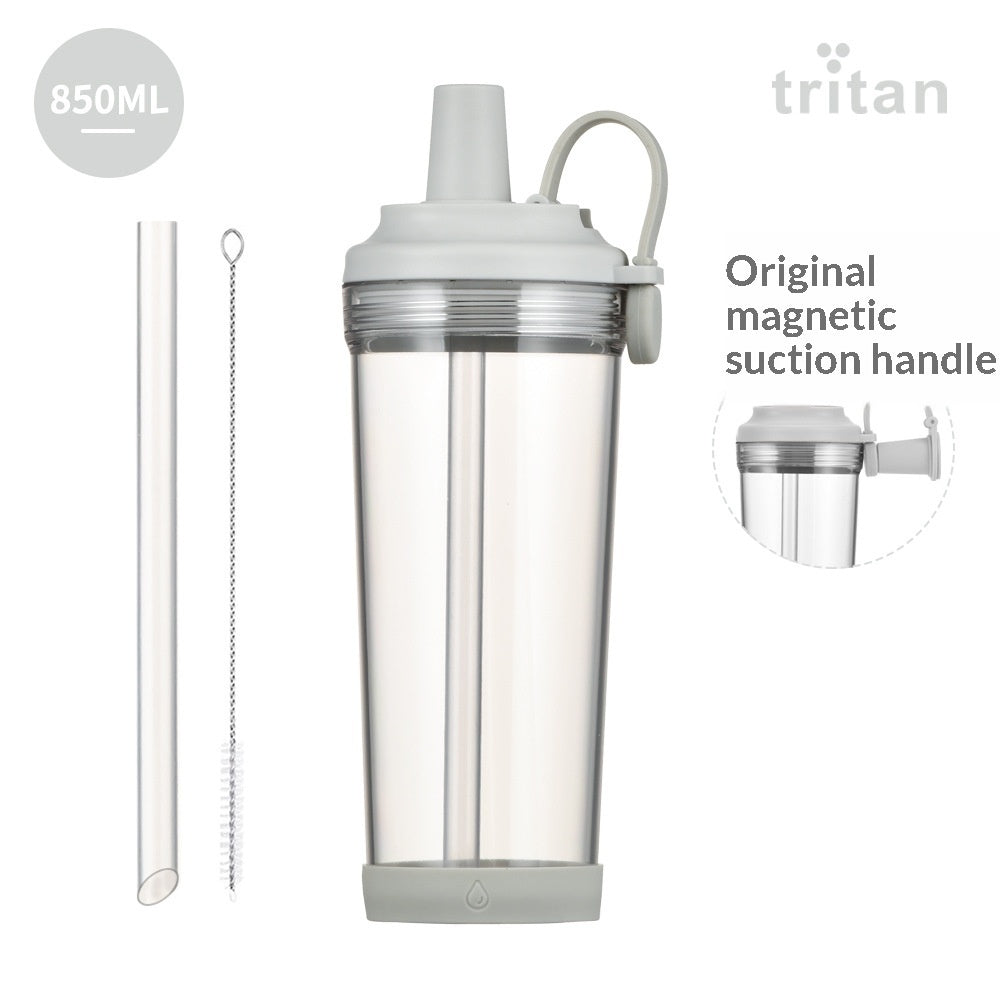 Portable Magnetic-Suction Handle BOBA Straw Water Bottle