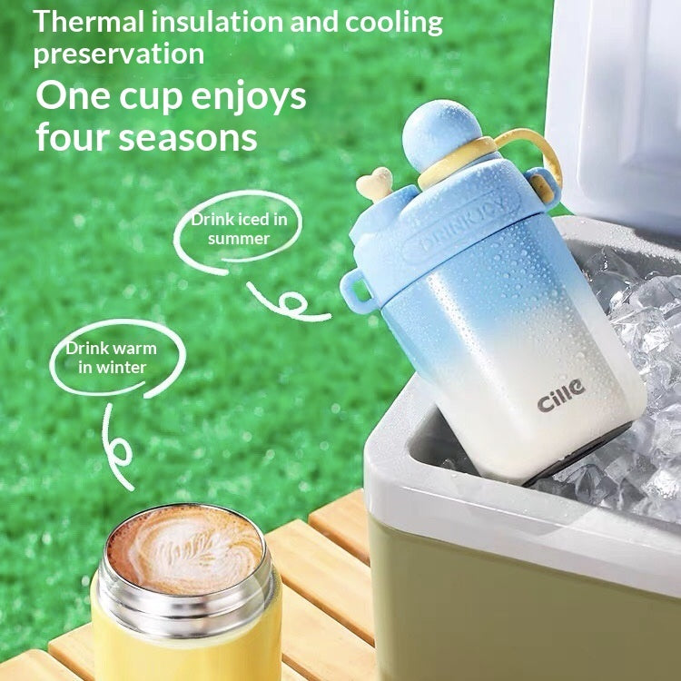 Stainless Steel Compact And Portable Straw Water Cup