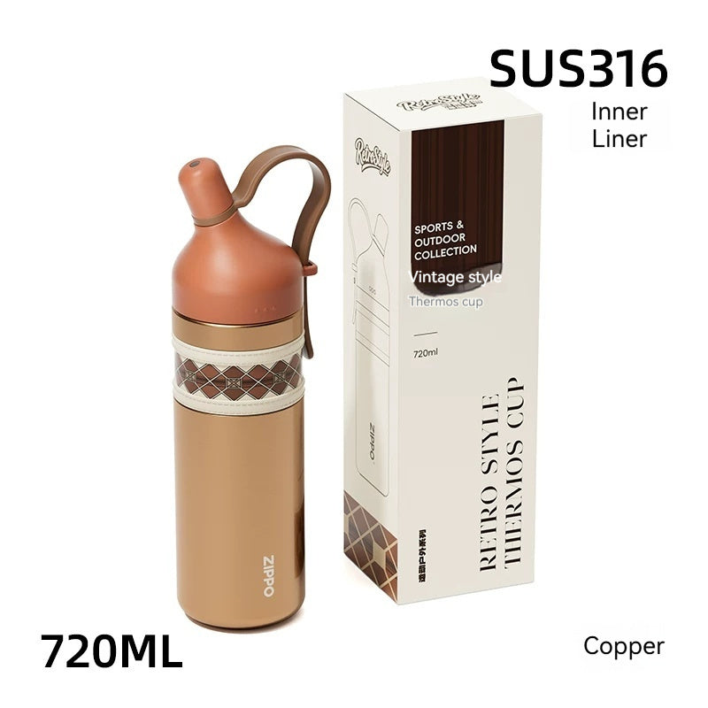 Womens Retro-style Large-capacity Sports Portable Car Water Bottle