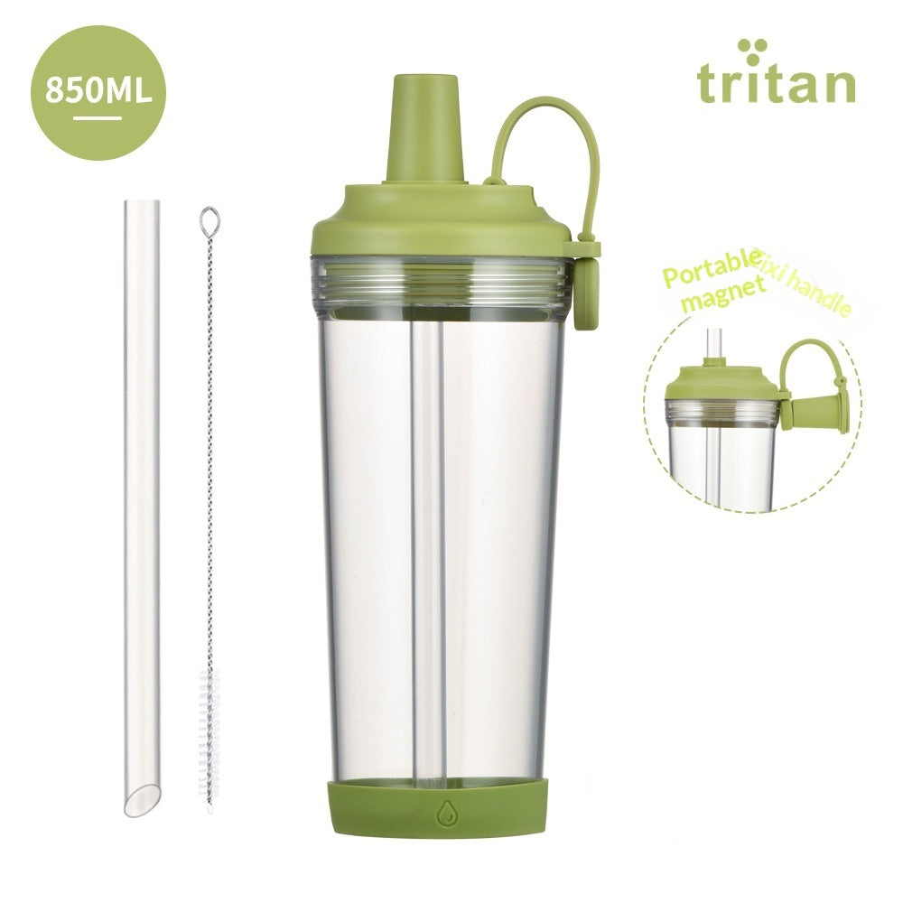 Portable Magnetic-Suction Handle BOBA Straw Water Bottle