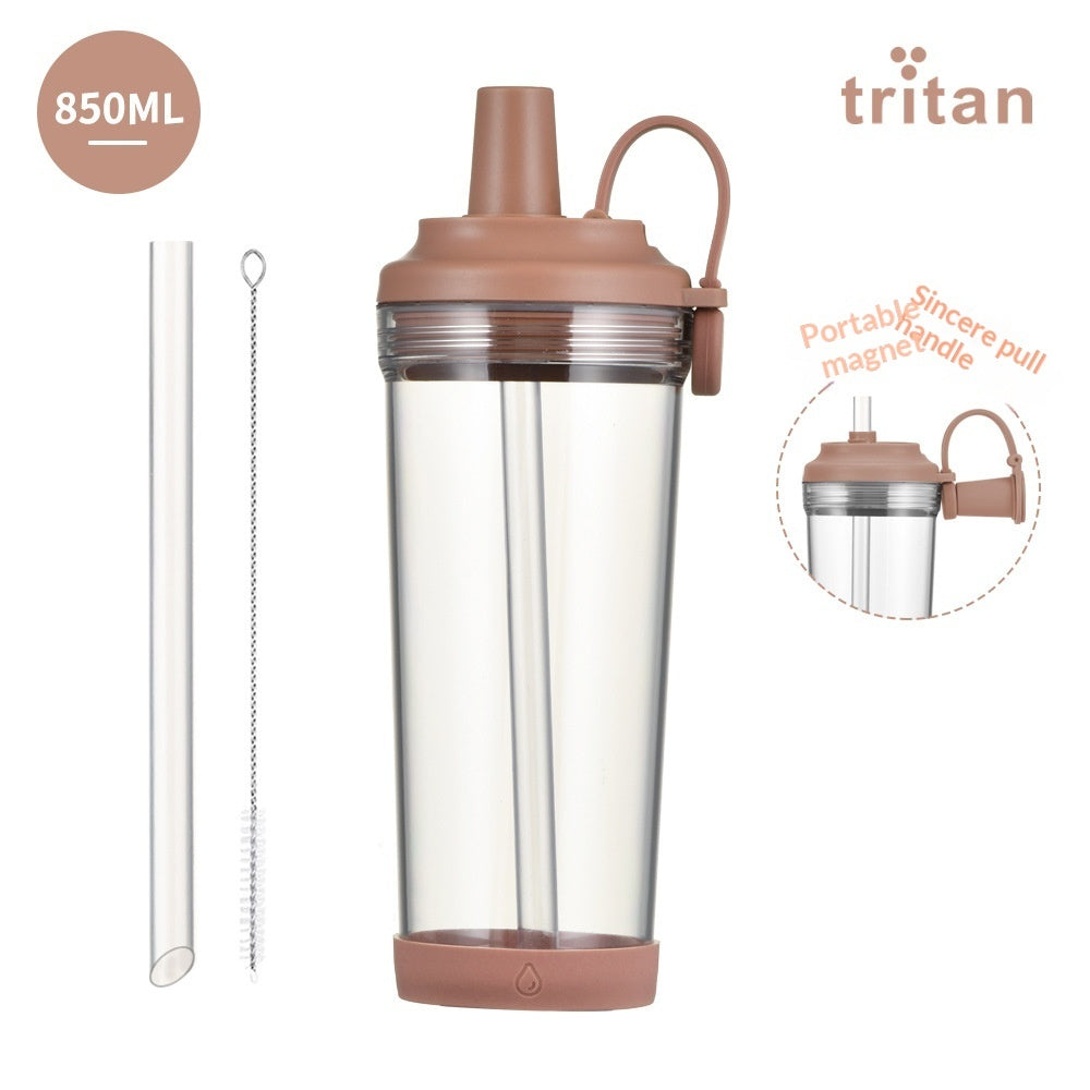 Portable Magnetic-Suction Handle BOBA Straw Water Bottle