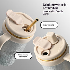 Insulated Cup With A Handle Portable Straw Water Bottle